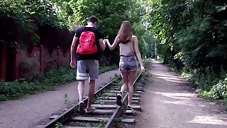 They met on a railroad and fell in love at the very first sight, two lonely and horny teens looking for some casual fun and passionate fucking. She has a cute face and a slender body with small perky titties and tight round butt, and her pussy is always wet, tight and hungry for cock. He has all the skills to make her cum over and over again and he loves giving her loud orgasms and spraying cum all over her sexy buttocks. Enjoy!